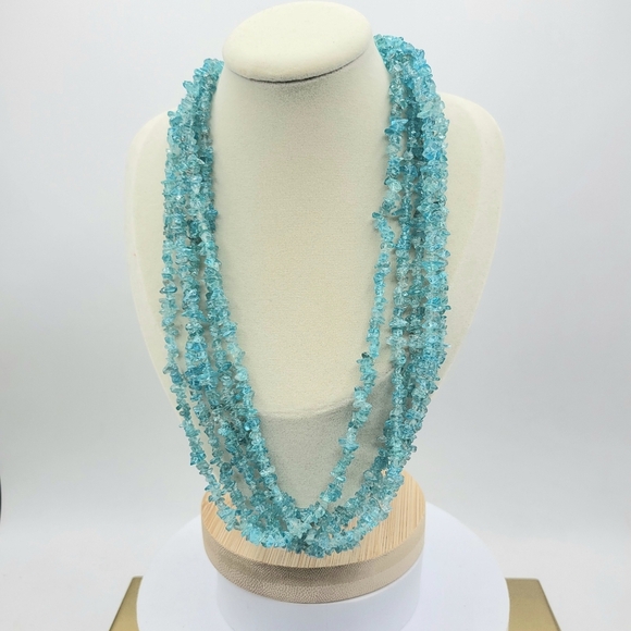 Vintage Beaded Necklace • Delicate • Gorgeous • Sea Blue • Multi-Strand - Picture 2 of 5